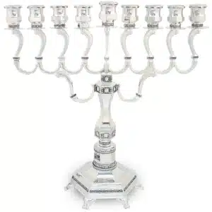 Nickel Plated "Diamond" Menorah 28cm