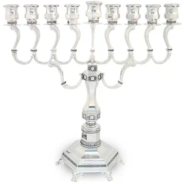 Nickel Plated "Diamond" Menorah 28cm