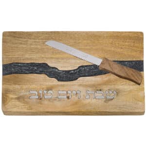 Challah Tray with Knife 41x28 cm - Gray