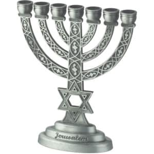 Menorah Pewter Finish 10 cm