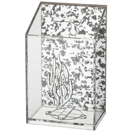 Lucite Tzedakah Box 14 cm - Silver
