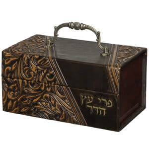 Faux Leather Etrog Box with Handle 12*20*11 cm