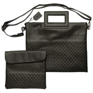 PU Leathere Fabric Talit & Tefilin Set 38*31 cm with Handles- Black