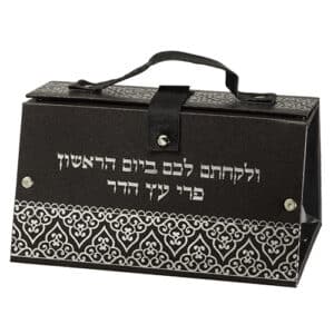 Faux Leather Etrog Box 11*19*13 with Silver Print