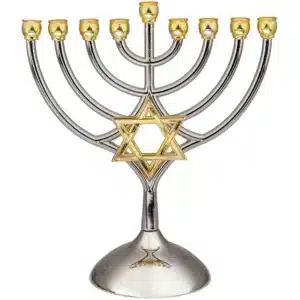 Metal Menorah 18*16 Cm-magen David - Gold