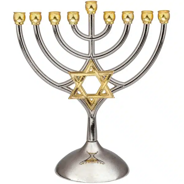 Metal Menorah 18*16 Cm-magen David - Gold