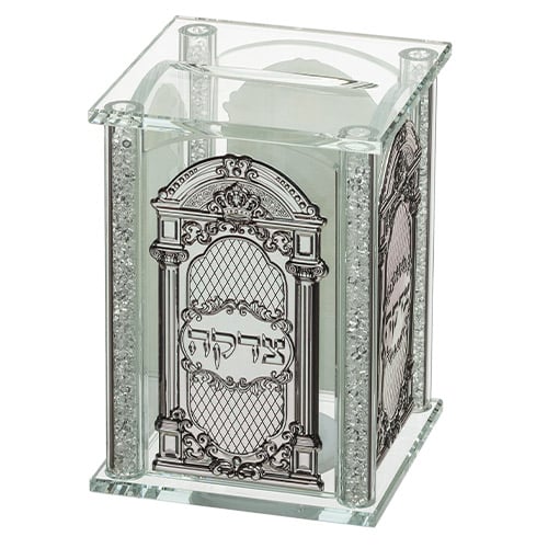 Crystal Tzedakah Box with Plates 13*9 cm