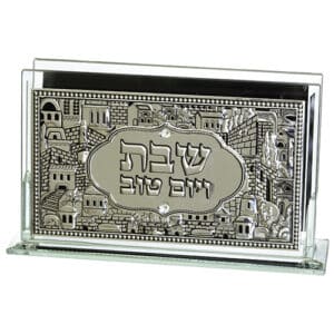 Glass Matches Holder with Plaque "Candle Lighting" 12.5*8 cm