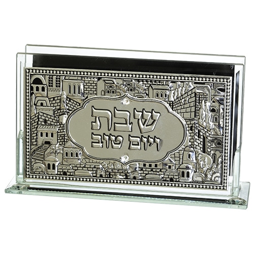 Glass Matches Holder with Plaque "Candle Lighting" 12.5*8 cm