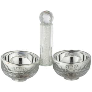 Crystal Salt & Pepper Holders 10*14 cm with White Glass Chips - with Stones