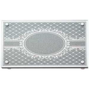 Elegant Glass Tray with Mirror and Glitter 35x23 cm