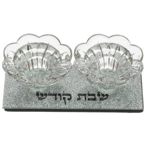 Glass Candlesticks 4x14x6 cm- with Glitter