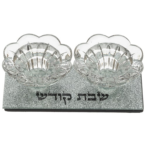 Glass Candlesticks 4x14x6 cm- with Glitter