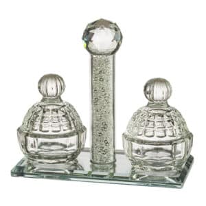 Crystal Salt & Pepper Holders 12*11 cm with Glass Chips