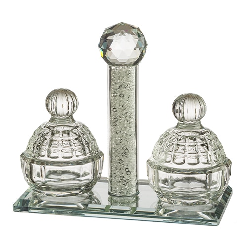 Crystal Salt & Pepper Holders 12*11 cm with Glass Chips