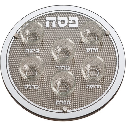 Glass Passover Tray with Stones 36 cm, Inc. 6 Bowls