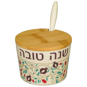 Bamboo Honey Dish "Shana Tovah"- 6.5 cm