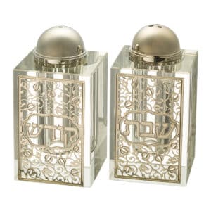 Crystal Salt & Pepper Holders 8*4 cm with Laser Cut Plaque- Pomegranate