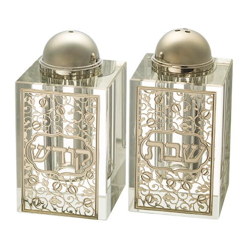 Crystal Salt & Pepper Holders 8*4 cm with Laser Cut Plaque- Pomegranate