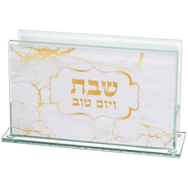 Glass Matches Holder 6.5*4 cm with Print - Marble Design