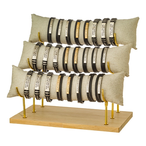 C Bracelets with Amulets - Assorted Set 24 pcs on Stand