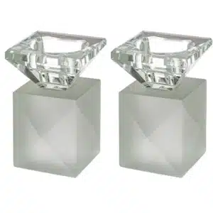 Pair of Crystal Elegant Candlesticks 9 cm - Matte