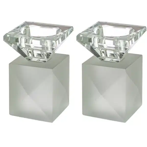 Pair of Crystal Elegant Candlesticks 9 cm - Matte