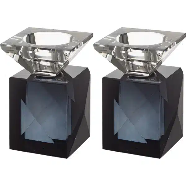 Pair of Crystal Elegant Candlesticks 9 cm - Matte