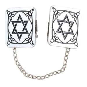 Nickel Tallit Clips Star of David 3*3cm with Chain