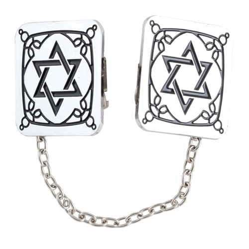 Nickel Tallit Clips Star of David 3*3cm with Chain