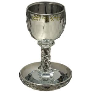 Crystal Kiddush Cup 16 cm with Stones Contain Contain 130ml // 4.3oz - Silver