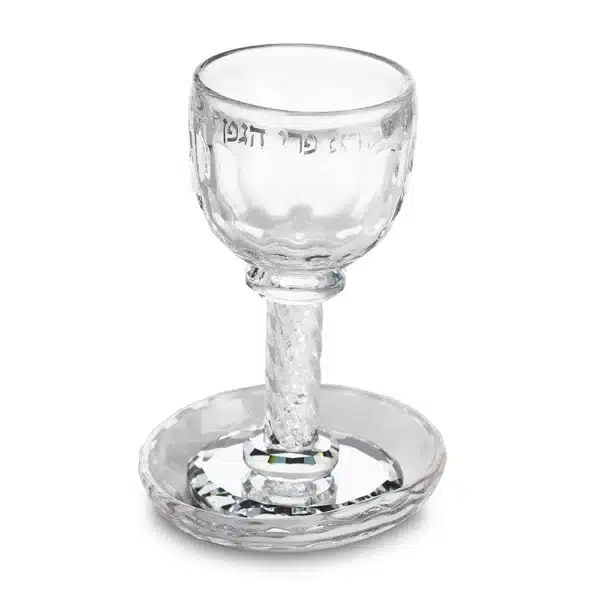 Crystal Kiddush Cup 16 cm with White Stones Contain 100ml // 3.4oz