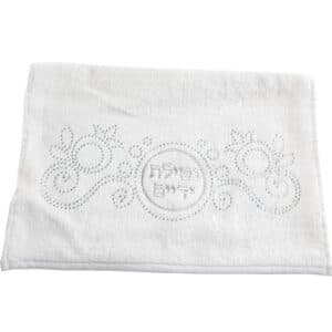 Pair of White Hand Towels with Fancy Stones, 72*34 cm