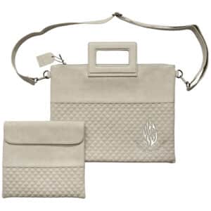 PU Leathere Fabric Talit & Tefilin Set 38*31 cm with Handles&embossed Logo - Gray