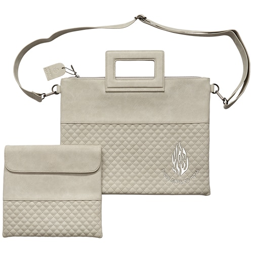 PU Leathere Fabric Talit & Tefilin Set 38*31 cm with Handles&embossed Logo - Gray