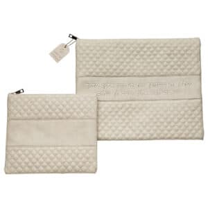 Leatherette Tallit - Tefillin Set 36*29 cm Gray with Embossed Letters