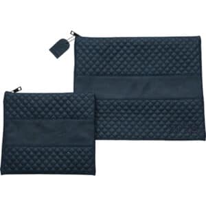 Leatherette Tallit - Tefillin Set 36*29 cm with Bold Embroidery - Navy - Dark Blue