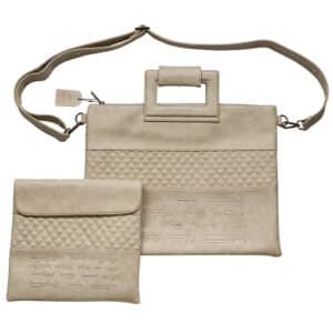 Leatherette Talit - Tefilin Set 36*29 cm with Bold Embroidery - Gray