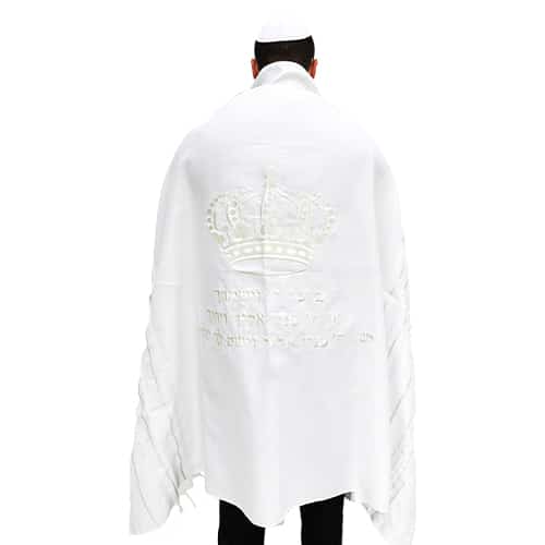Talit Mofet Size 60 140*185 cm with Silver Stripes - with Embroidery