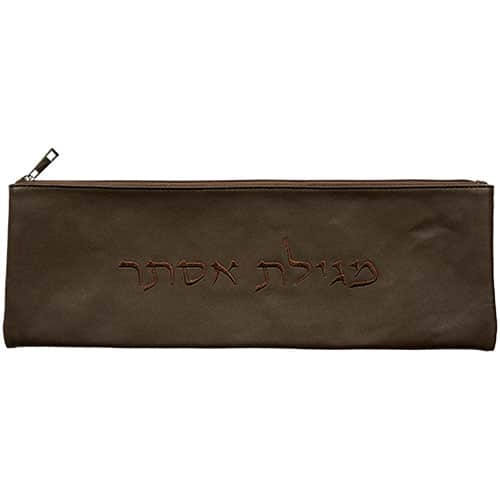 Leatherette Case for Ester Scroll 14*31.5 cm - Brown - with Embroidery