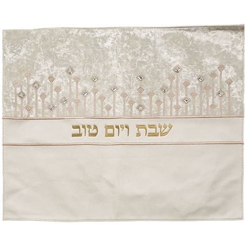Leatherette Challah Cover 45*55 cm with Embossed Logo - Gold, White