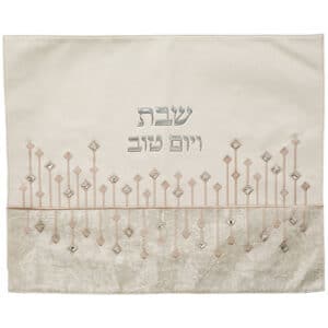 Leatherette Challah Cover 45*55 cm with Embossed Logo - Silver, White