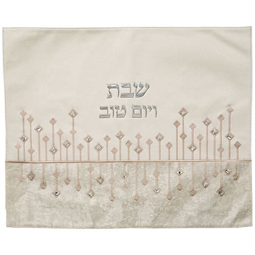Leatherette Challah Cover 45*55 cm with Embossed Logo - Silver, White