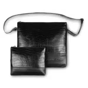 Leather Tallit & Tefillin Set 33x37 cm - Black