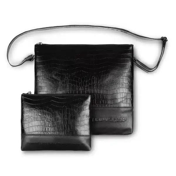 Leather Tallit & Tefillin Set 33x37 cm - Black