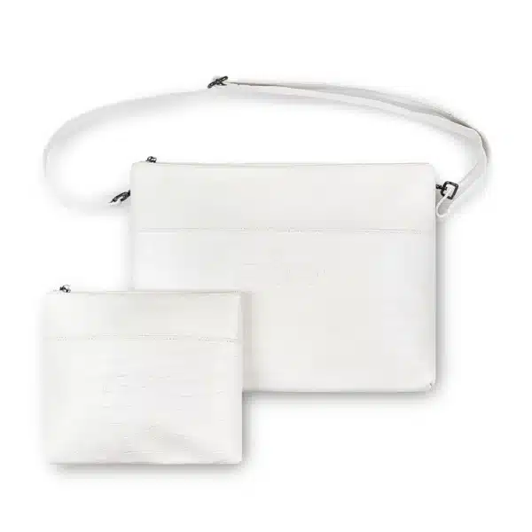 Leather Tallit & Tefillin Set 29x38 cm - White