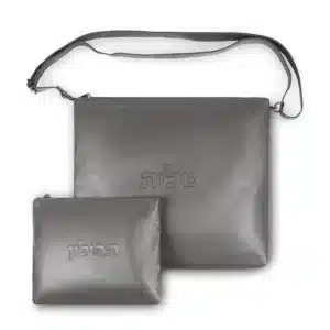 Leather Tallit & Tefillin Set 33x37 cm - Gray