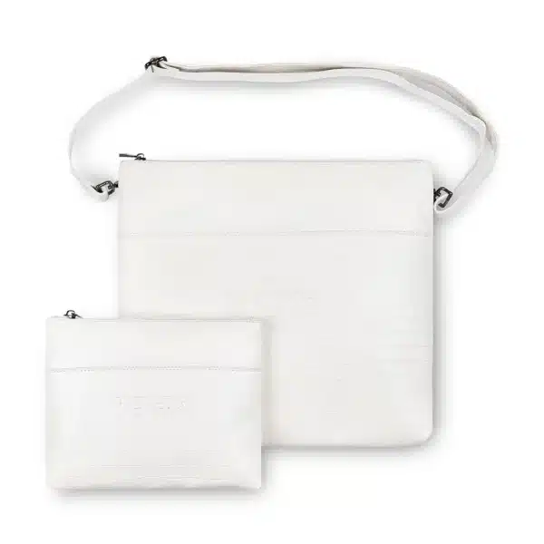 Leather Tallit & Tefillin Set 33x37 cm - White