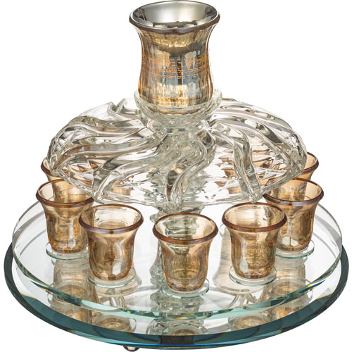 Crystal Wine Fountain 33*25 cm with 10 Small Cups - Gold