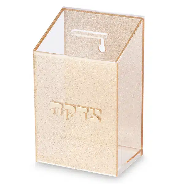 Lucite Tzedakah Box 16 cm - Gold